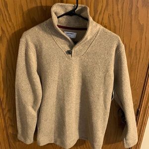 NWT old navy boys tan long sleeve sweater with button. XXL (18) .